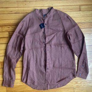 Club Monaco Band Collar Linen Shirt